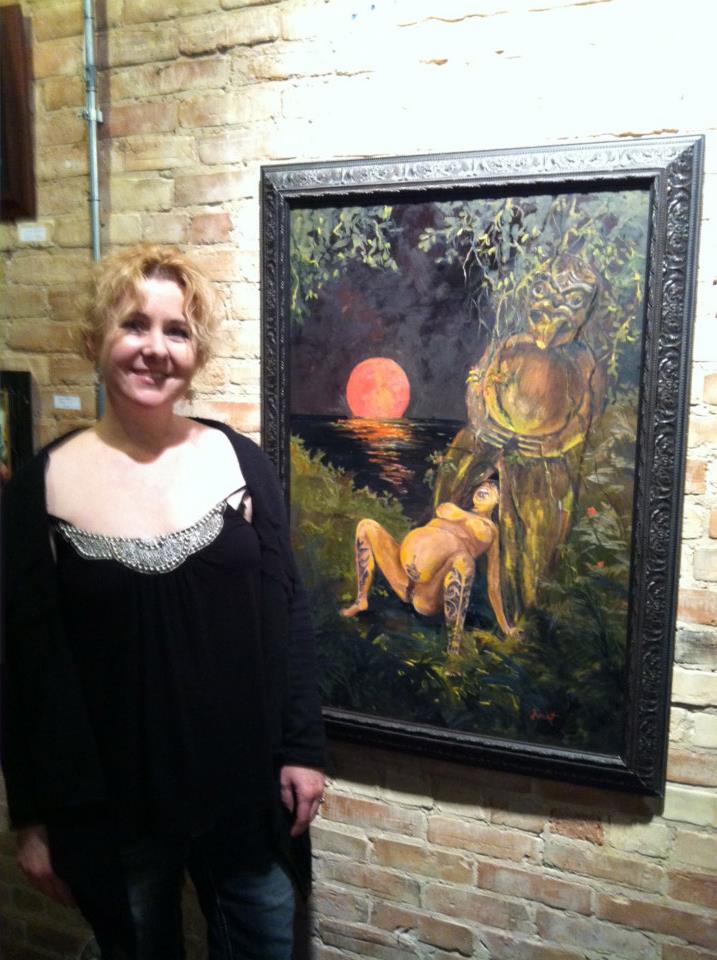 Kate with her painting at The Ice Cream Gallery, GR MI